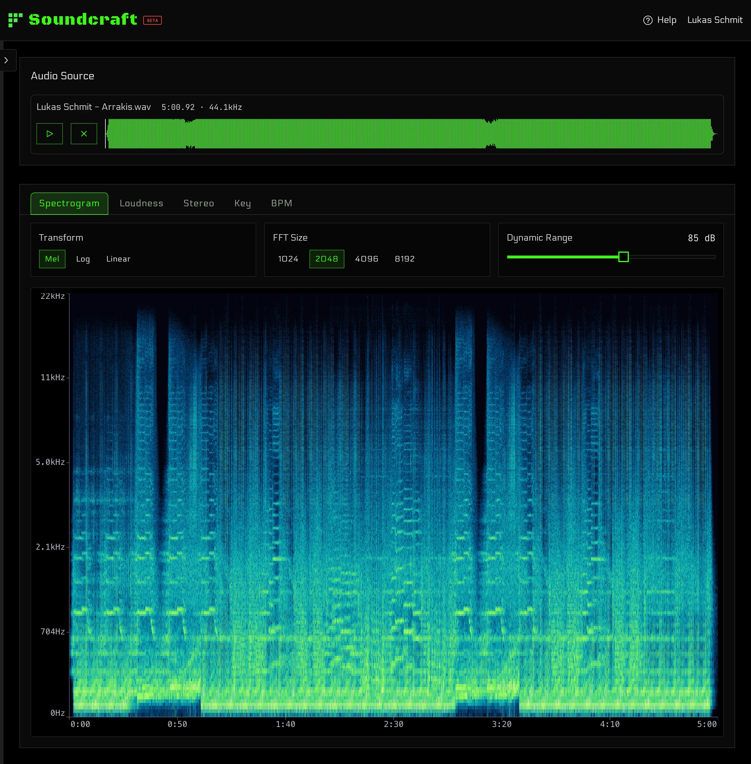 Soundcraft Soundscope spectrogram view